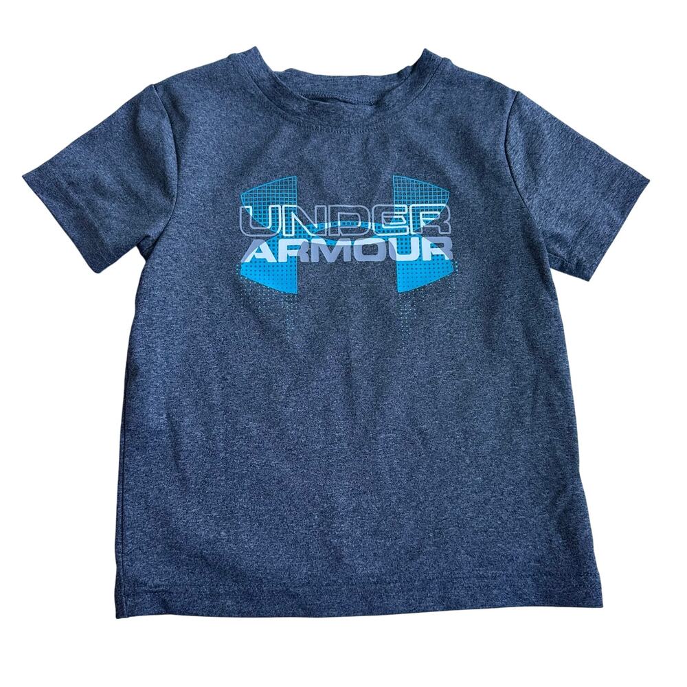 Under Armour Gray Athletic Tee with Blue Logo - Boys 2T